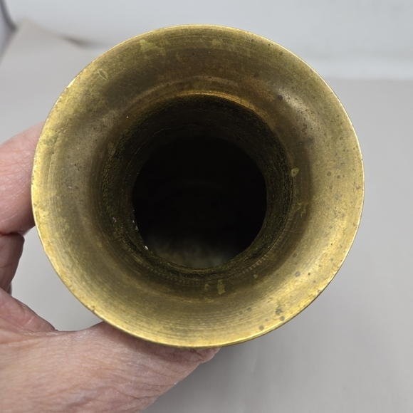 Remco Brass Black & Gold Decorative Vase Etched Gift Ware Trumpet Opening Decor - Picture 4 of 9